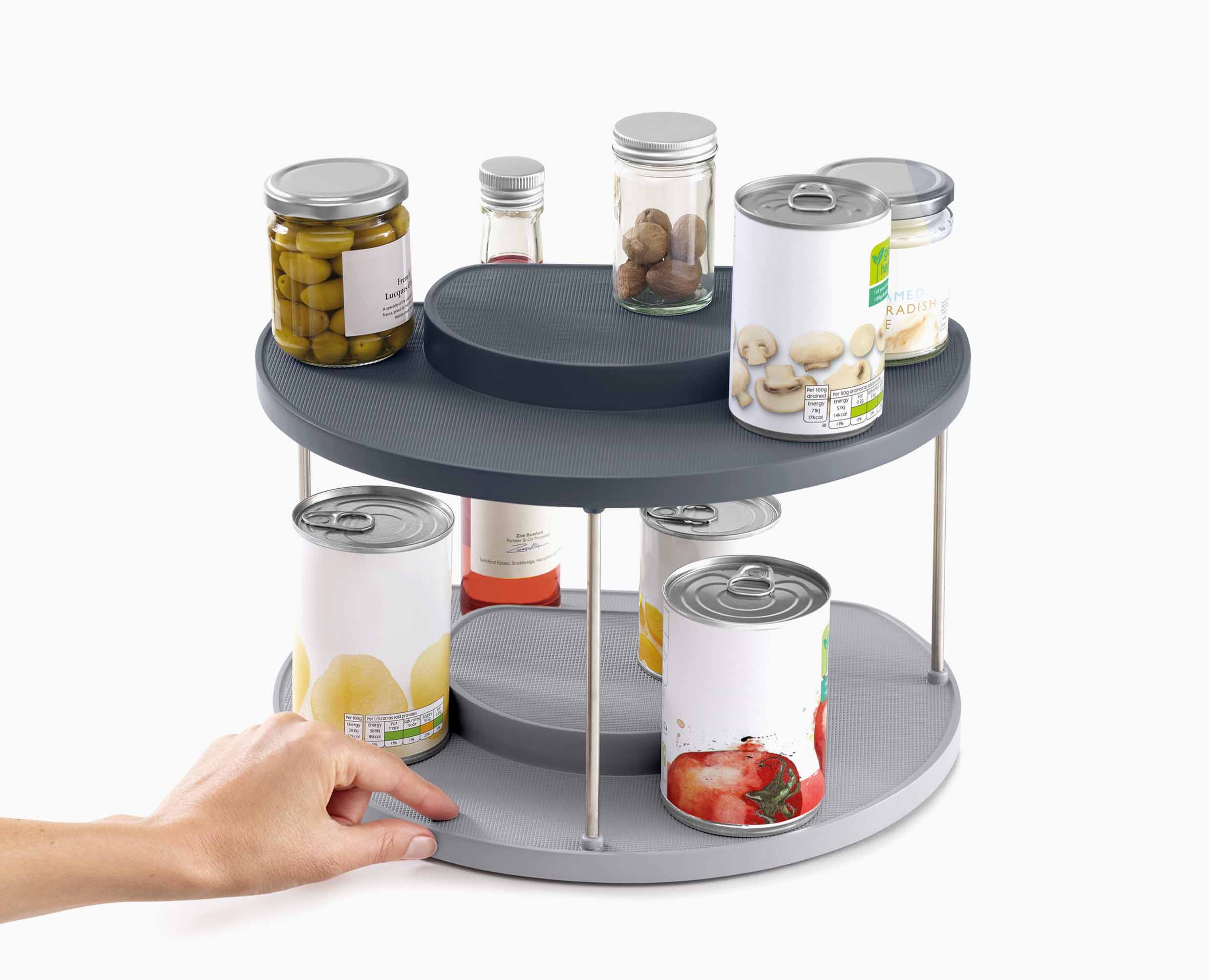CupboardStore™ 2-tier Gray Rotating Organizer - Image 5