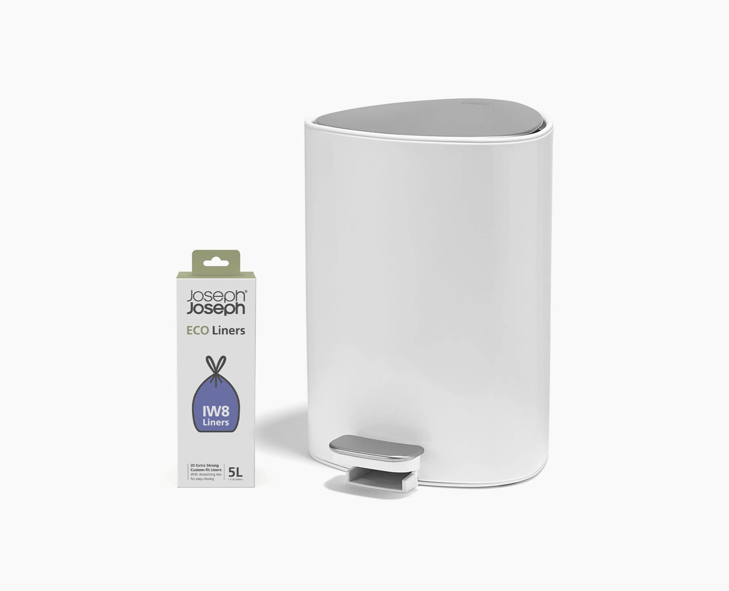 EasyStore™ 5L Gloss White Bathroom Trash Can Starter Set - Image 3
