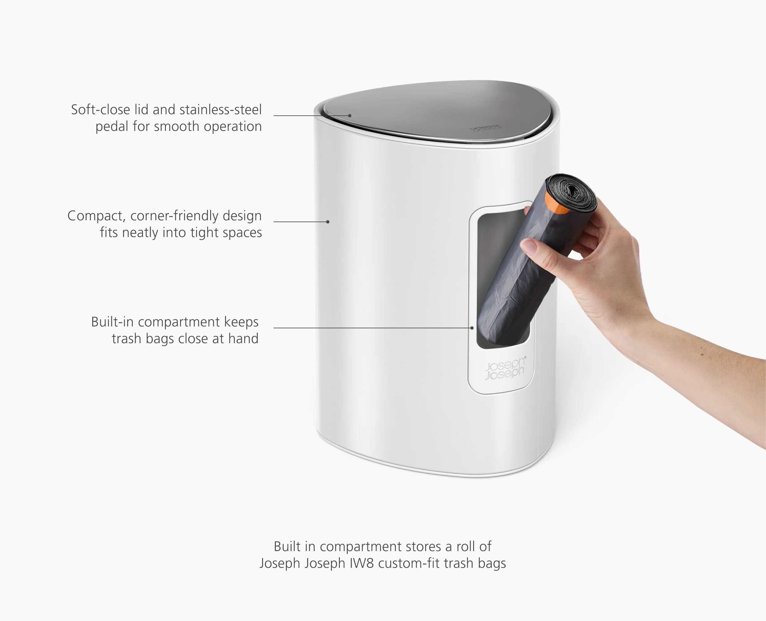 EasyStore™ 5L Gloss White Bathroom Trash Can Starter Set - Image 7