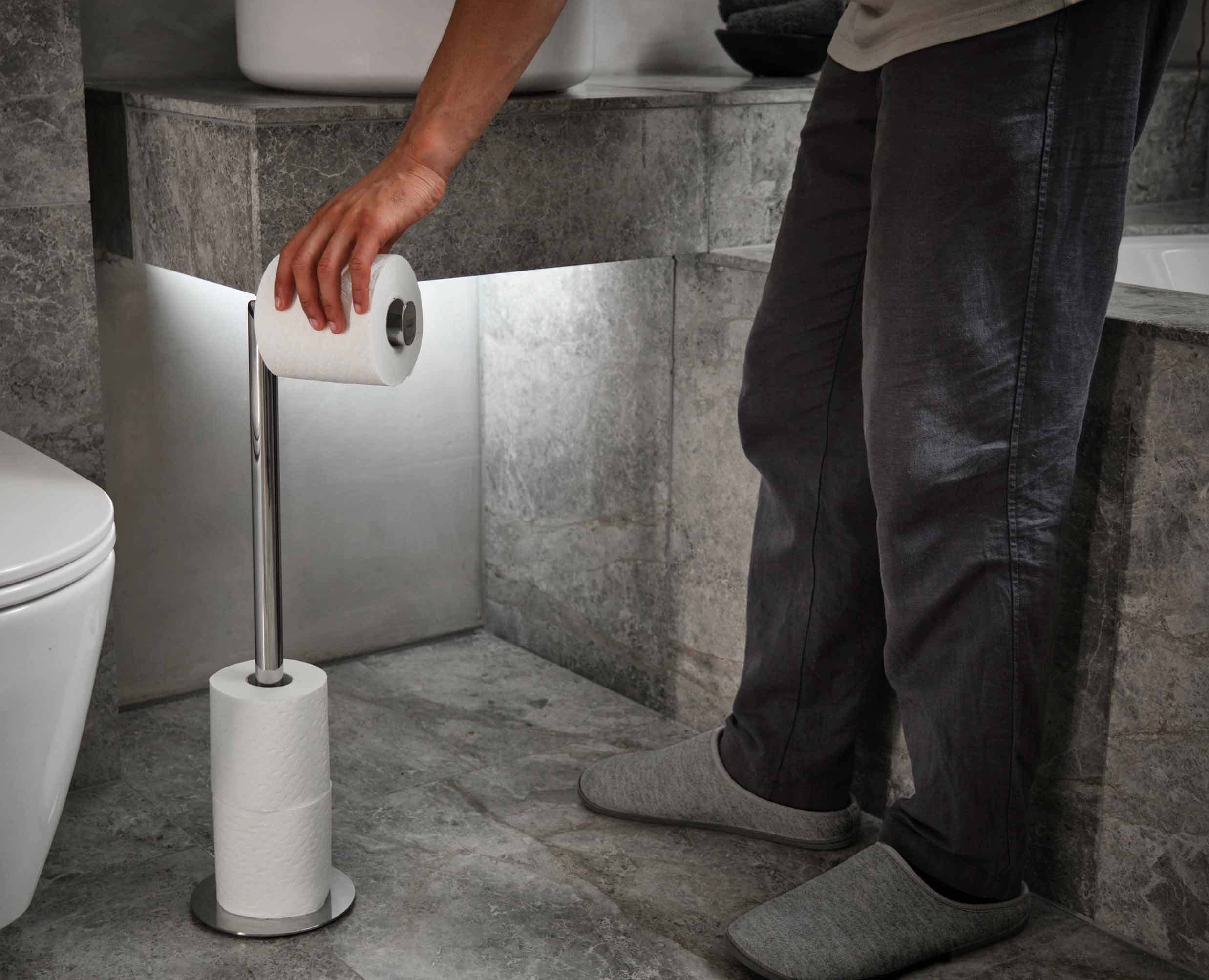 EasyStore™ Luxe 2-in-1 Stainless-steel Toilet Paper Stand - Image 3