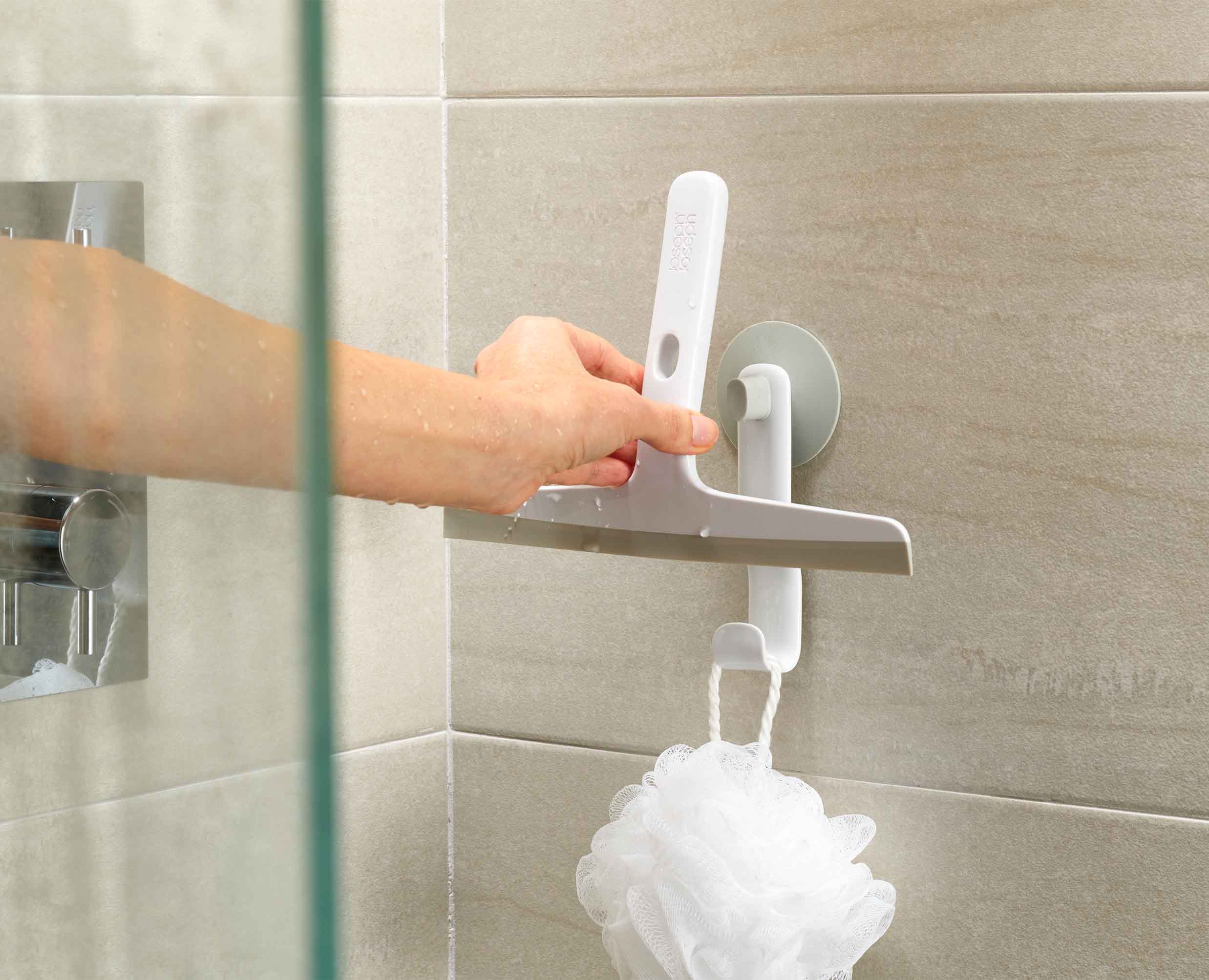 EasyStore™ Light Gray Shower Squeegee with Storage Hook - Image 5