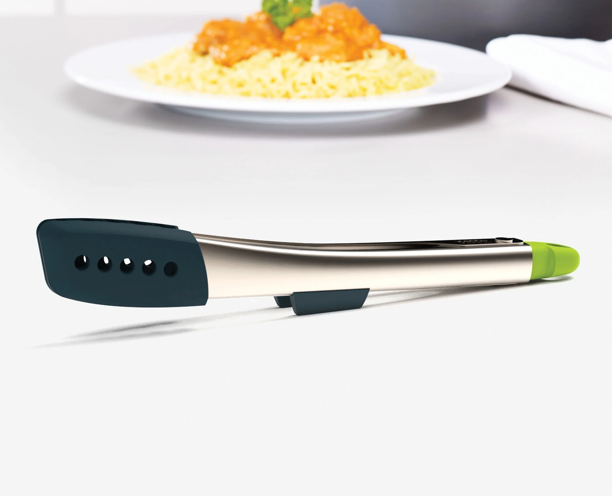 Elevate™ Gray Silicone Steel Tongs - Image 3