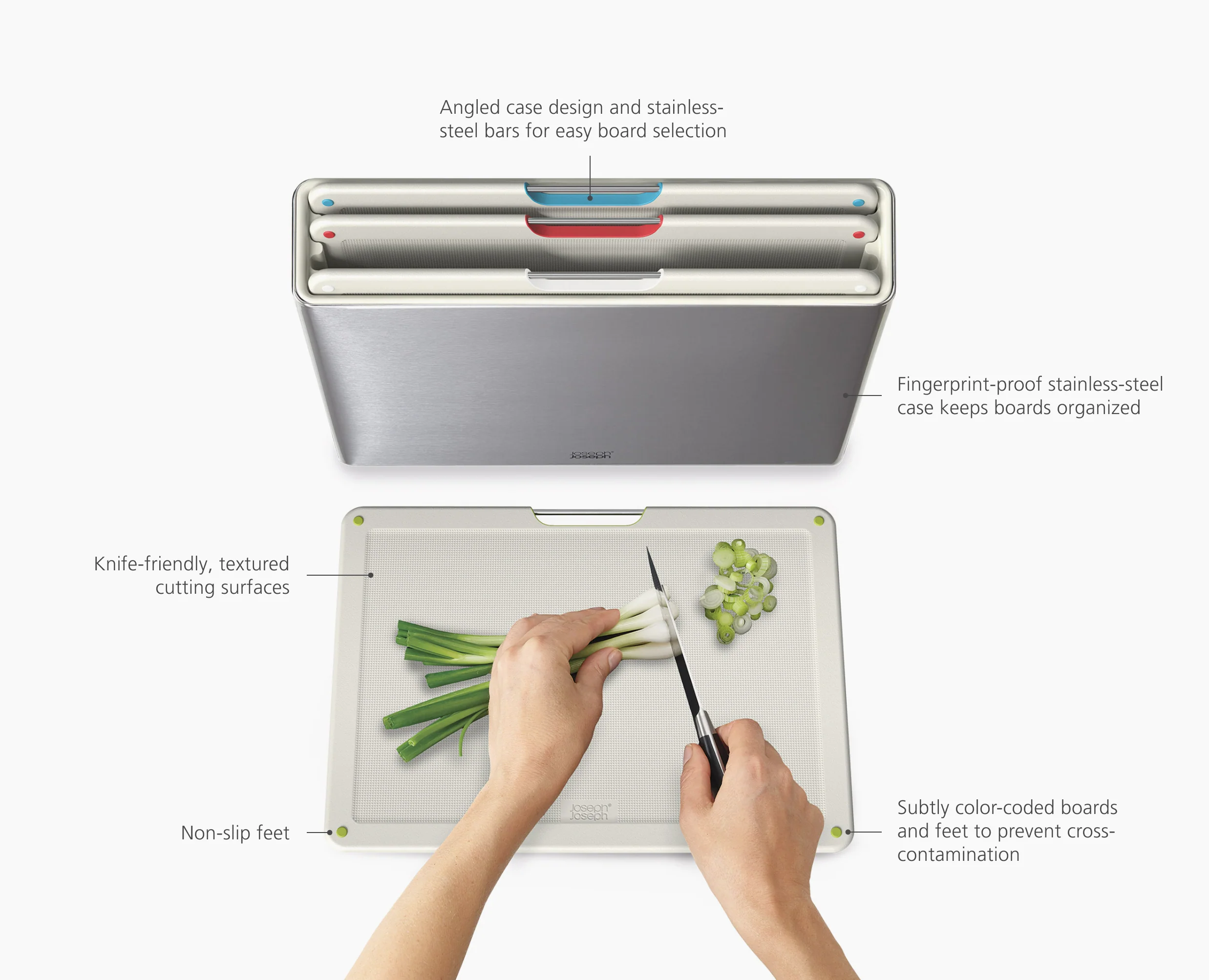 Folio™ Steel 4-piece Stone Cutting Board Set With Stainless-Steel Case - Image 6