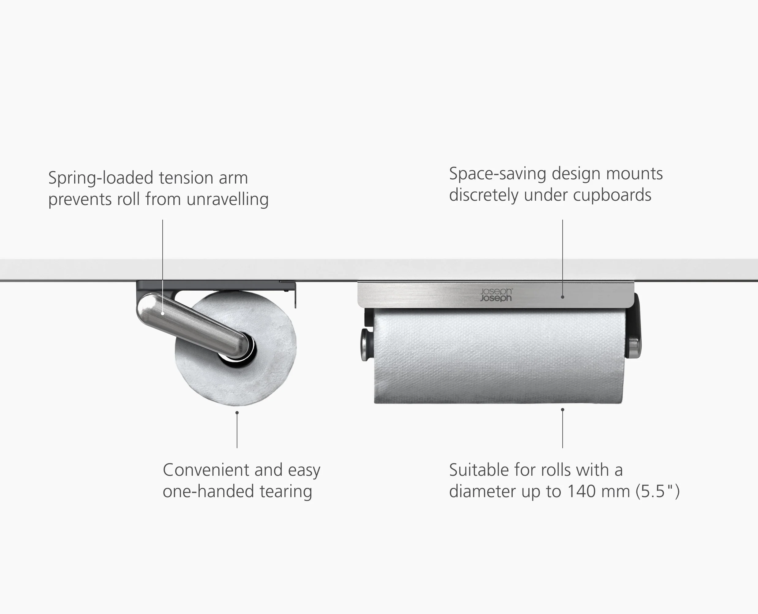 RollGrip™ Under-Shelf Stainless-Steel Paper Towel Holder - Image 6