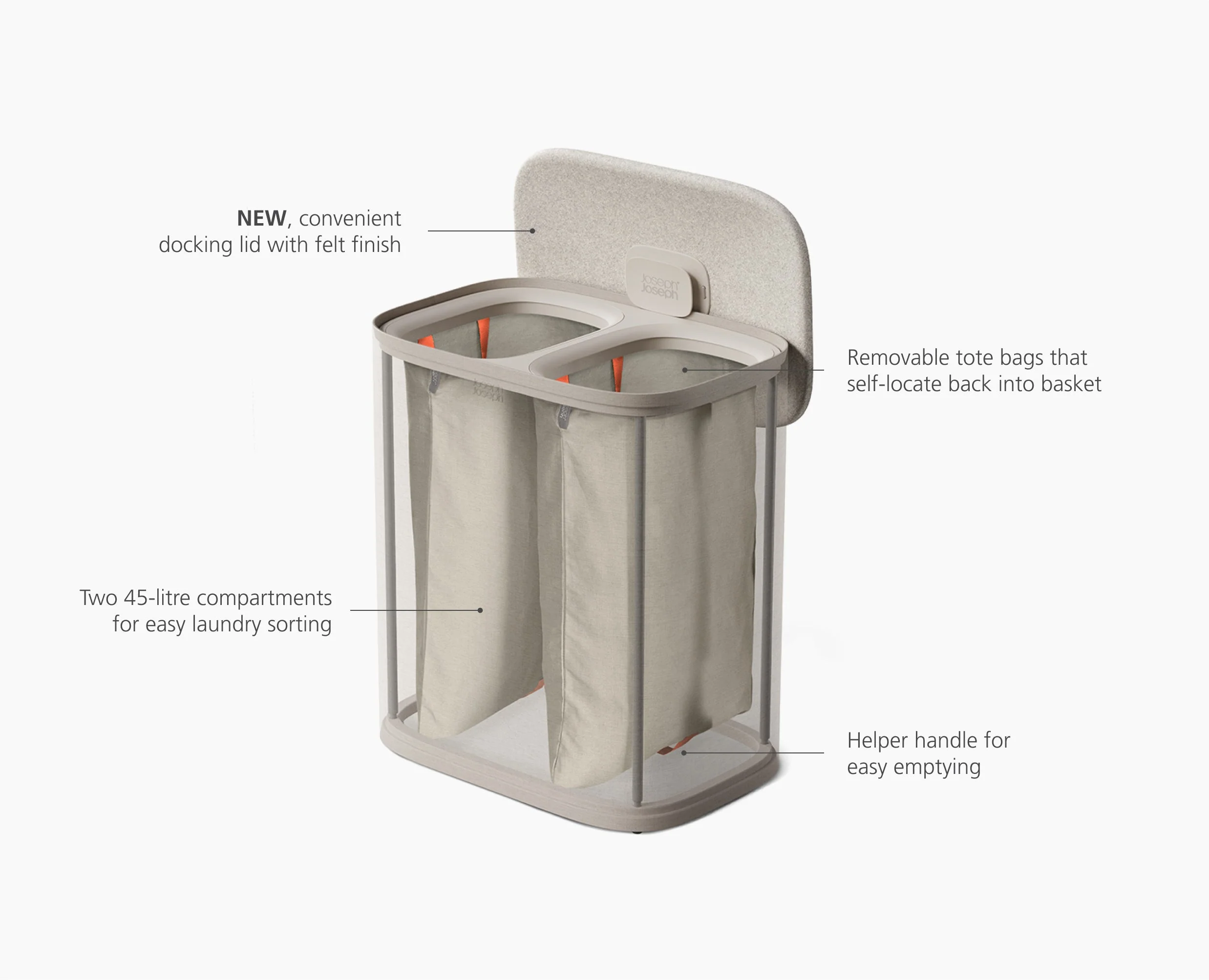 Tota 2 90L Pale Mushroom Laundry Separation Basket - Image 6