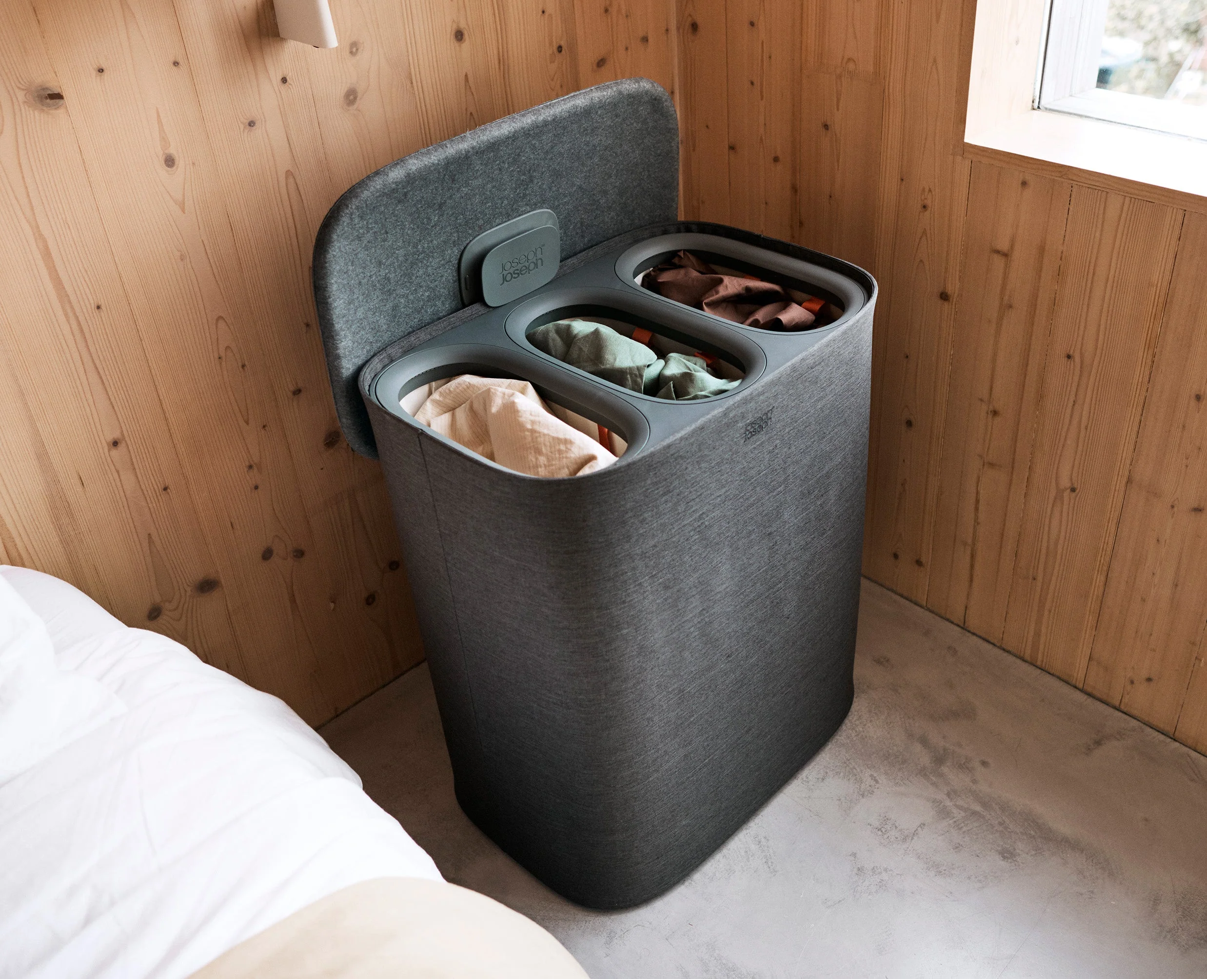 Tota 2 Trio 90L Forest Gray Laundry Separation Basket - Image 3