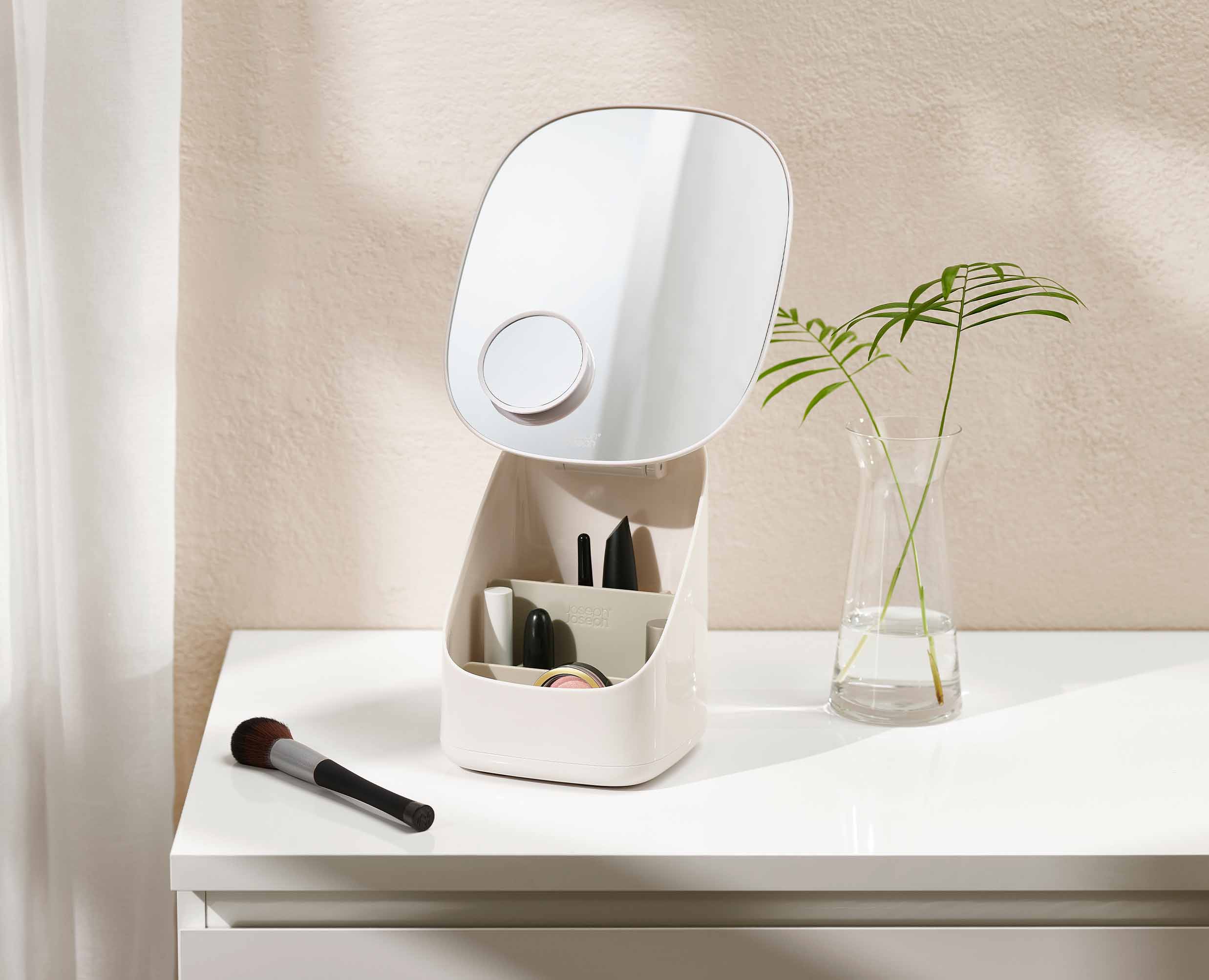 Viva Pedestal Mirror with Cosmetic Organizer - Image 3