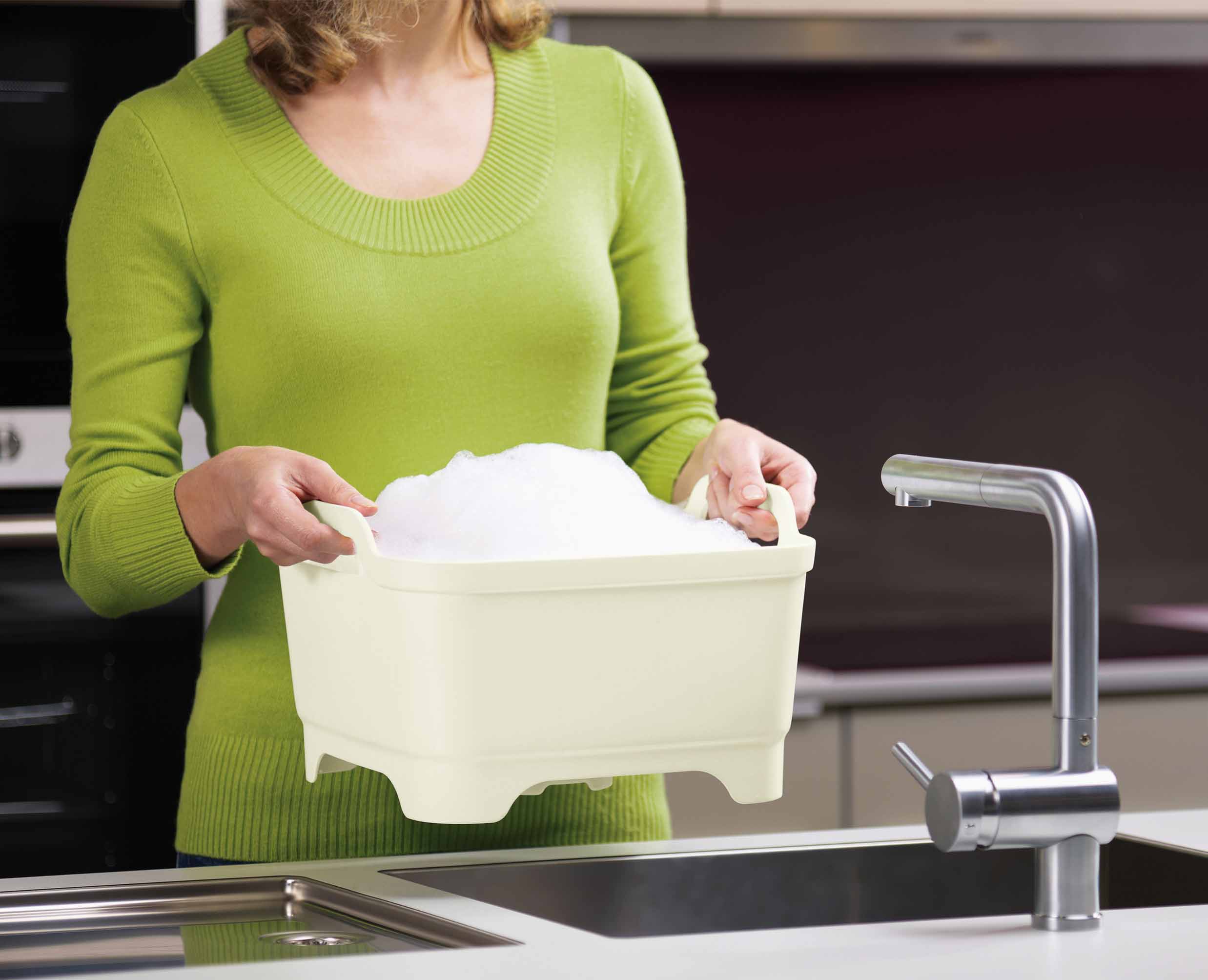 Wash&Drain™ White Green Washing Up Bowl - Image 4